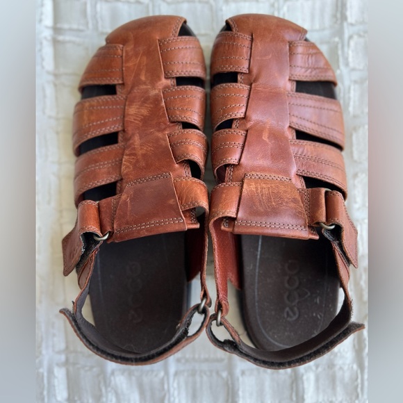 ECCO Leather Sandals. Velcro Enclosures - Picture 1 of 5